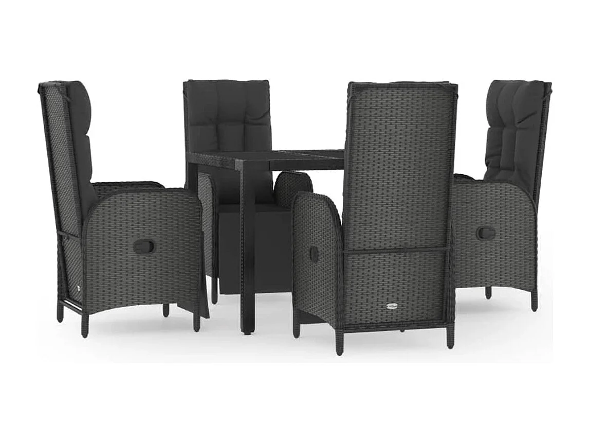 Prolenta Premium -  Set de muebles jardín 5 pzas con cojines ratán sintético negro