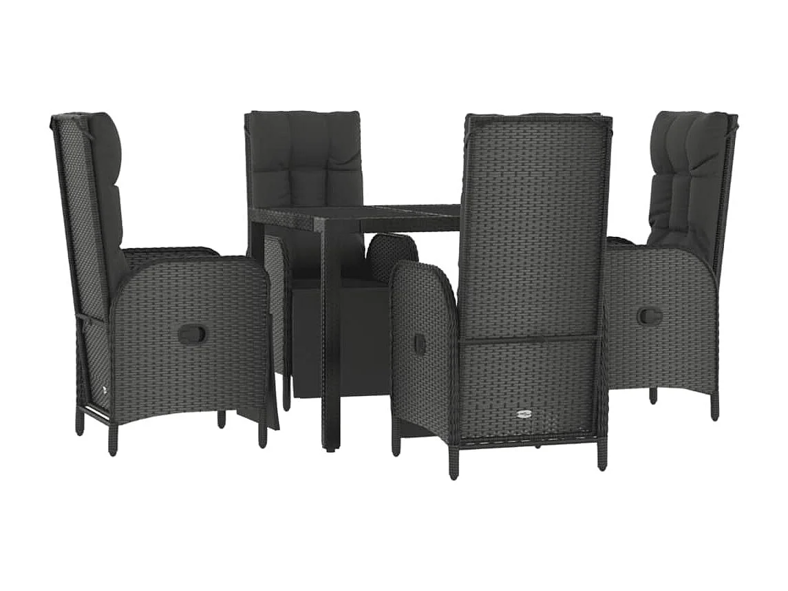 Prolenta Premium -  Set de muebles jardín 5 pzas con cojines ratán sintético negro