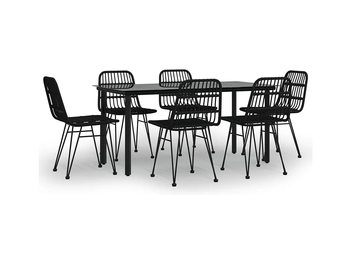 Ballyhaise  Ensemble à manger de jardin 7 pcs Noir Résine tressée