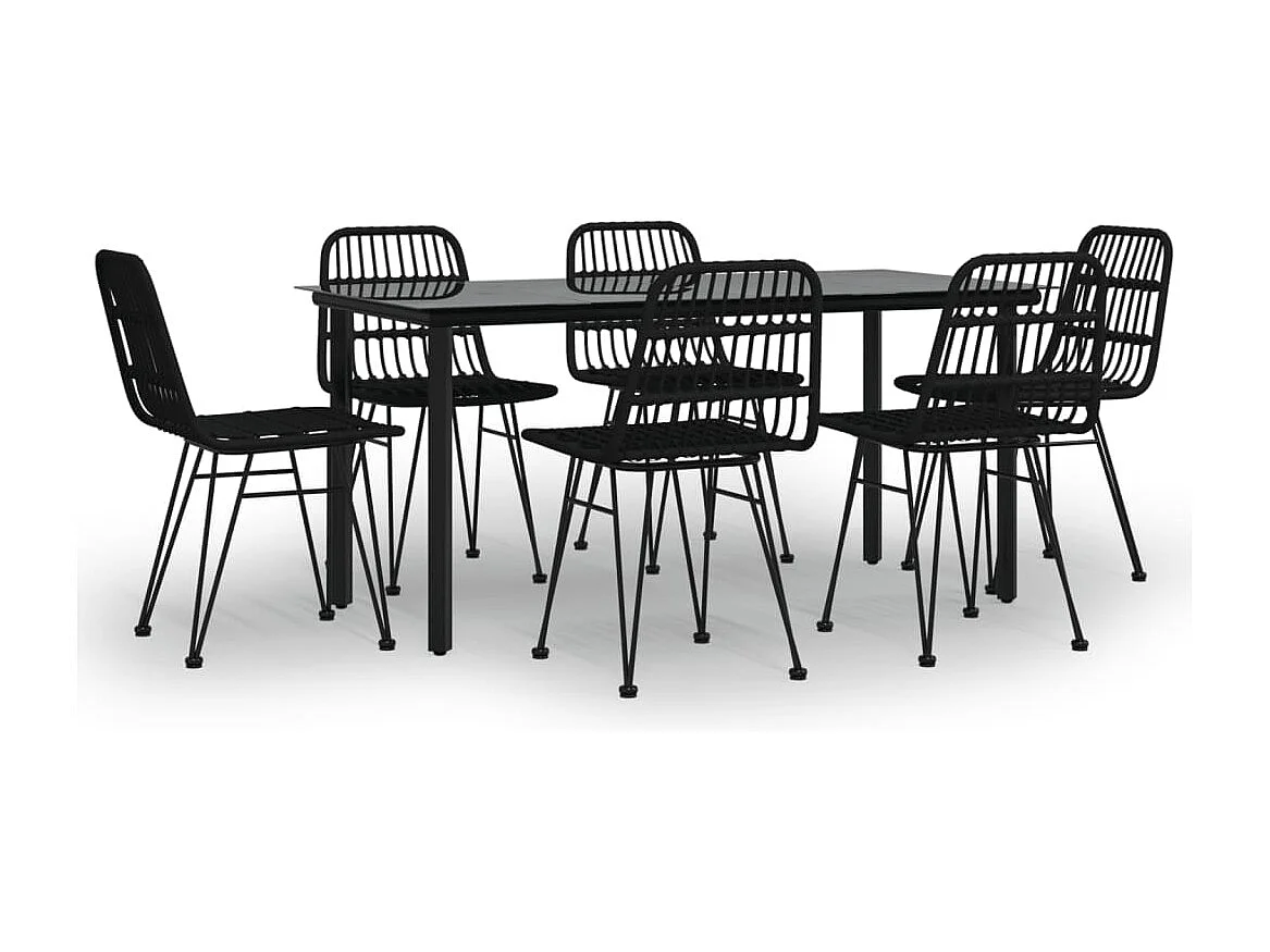 Ballyhaise  Ensemble à manger de jardin 7 pcs Noir Résine tressée