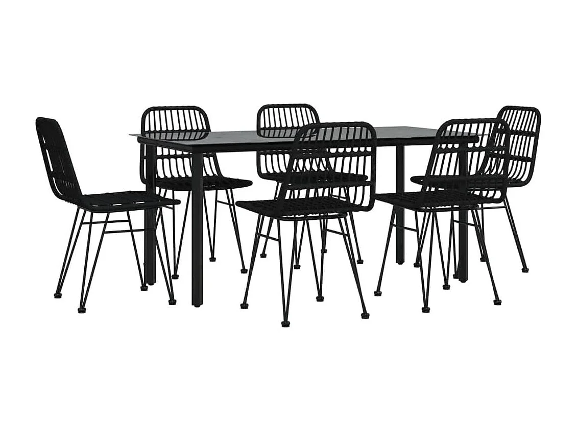 Ballyhaise  Ensemble à manger de jardin 7 pcs Noir Résine tressée