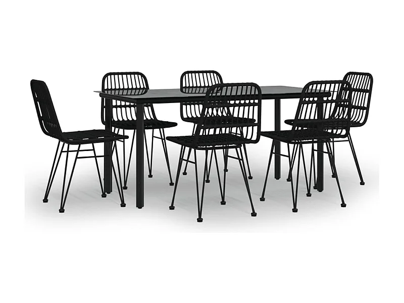 Ballyhaise  Ensemble à manger de jardin 7 pcs Noir Résine tressée