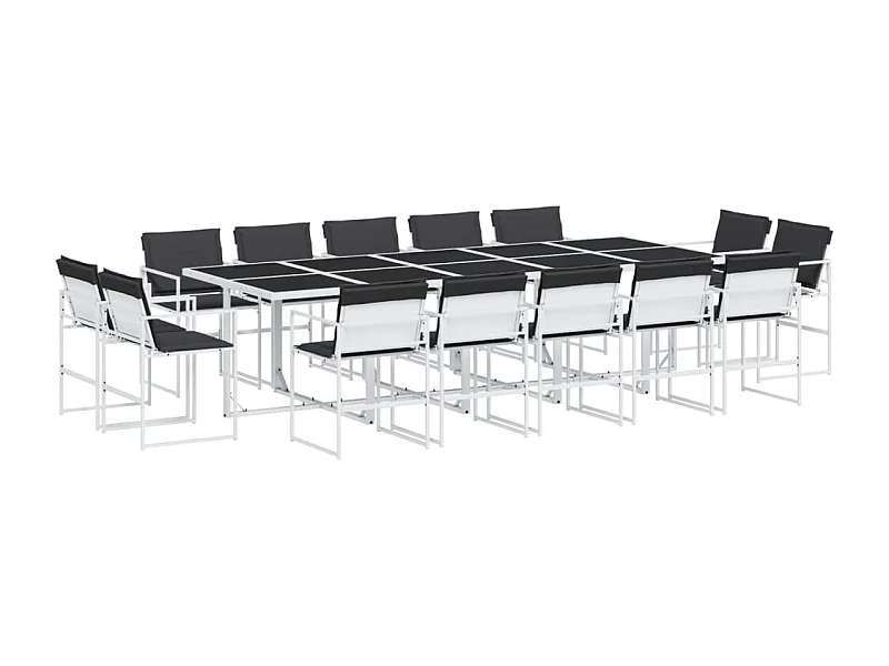 Williamstown  Ensemble à manger de jardin avec coussins 15pcs blanc textilène