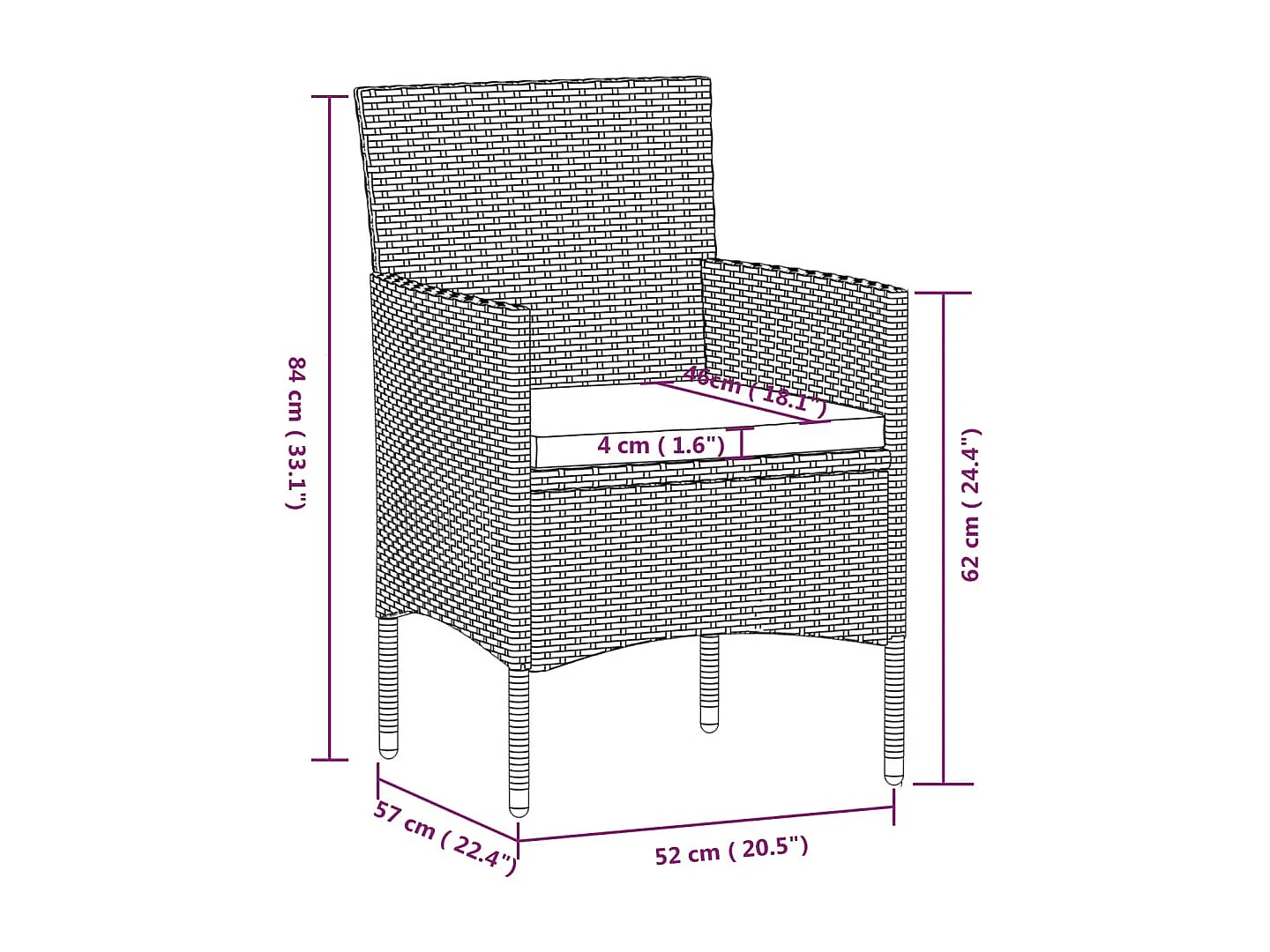 Hillsboro  Ensemble à manger de jardin coussins 7pcs Gris et noir