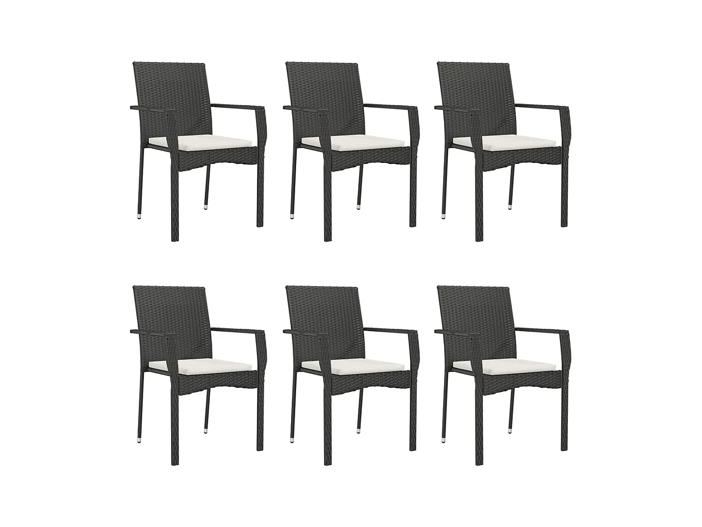 Albert  Ensemble à manger de jardin coussins 7pcs Noir Résine tressée