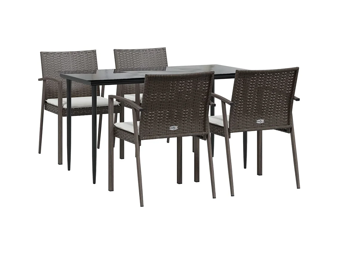 Bucyrus  Ensemble à manger de jardin 5 pcs coussins résine tressée acier