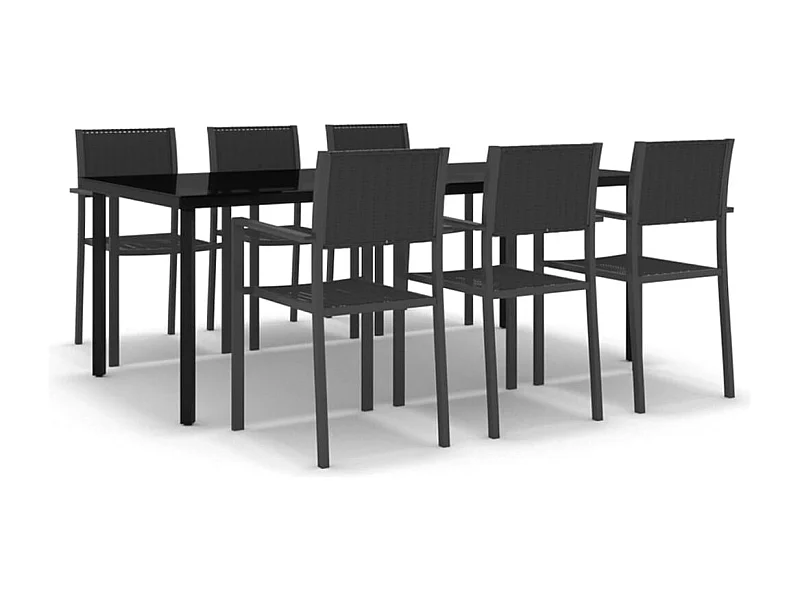 Ullira  Juego de comedor para jardín 7 piezas negro