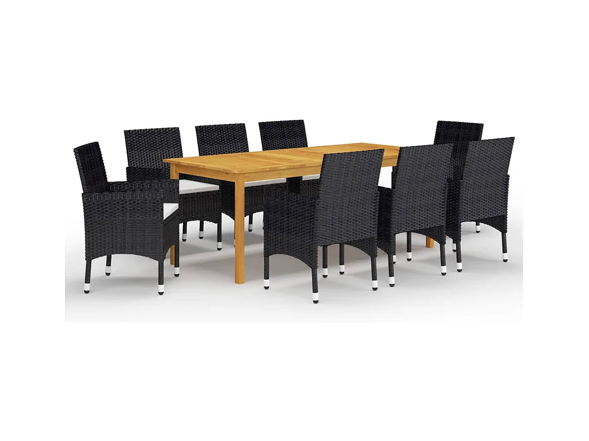 Qilren  Ensemble à manger de jardin 9 pcs Noir
