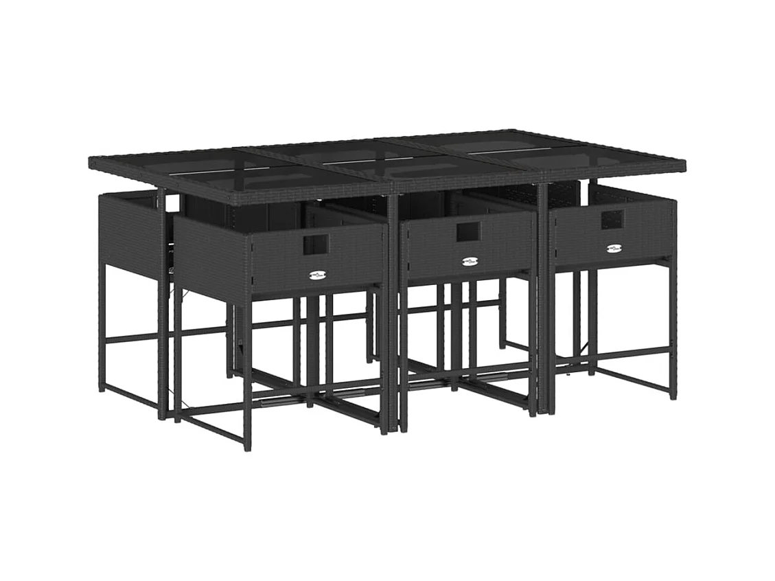 Sener  Ensemble à manger de jardin coussins 7pcs Noir Résine tressée