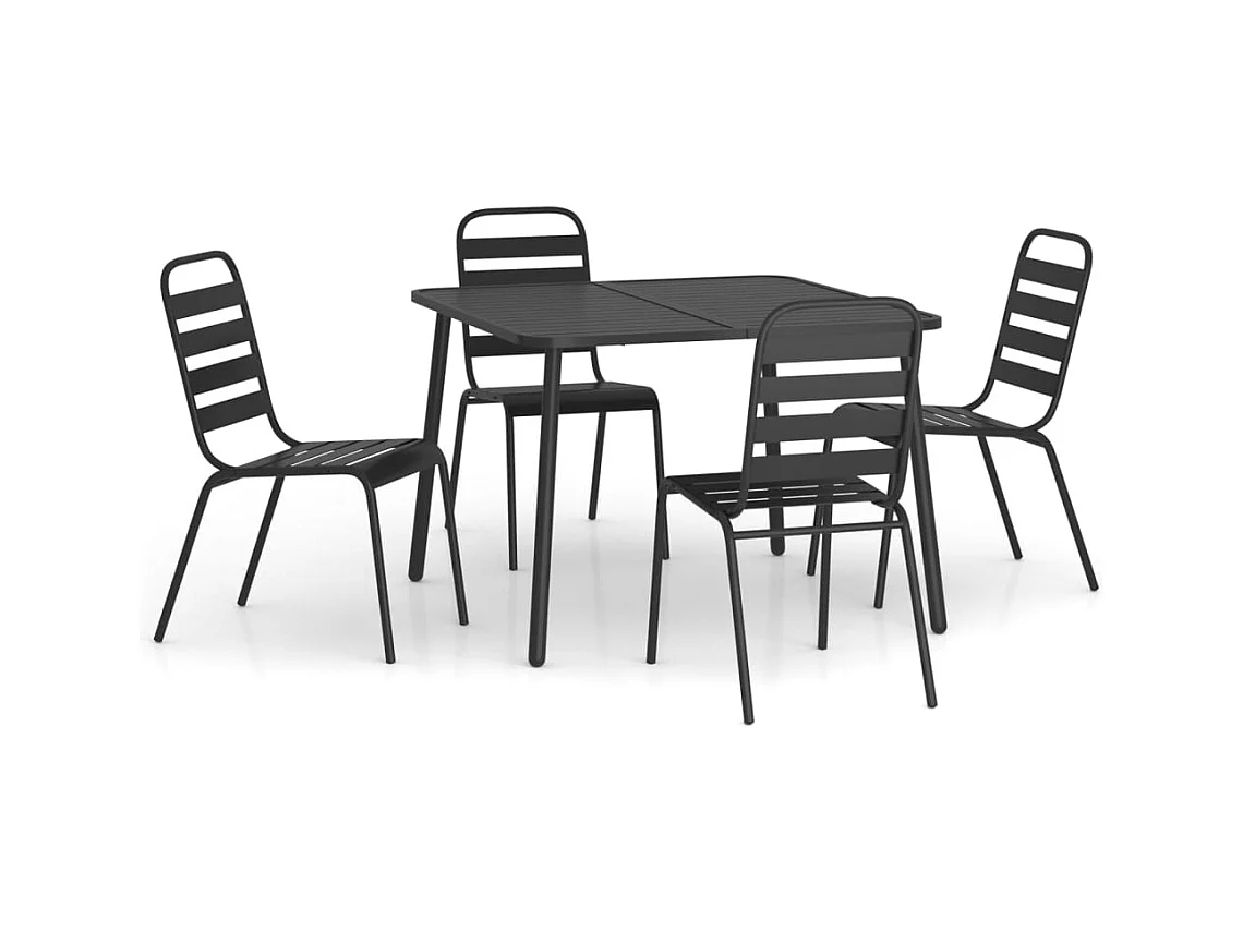 Adrien-Claude  Ensemble à manger de jardin 5 pcs anthracite acier