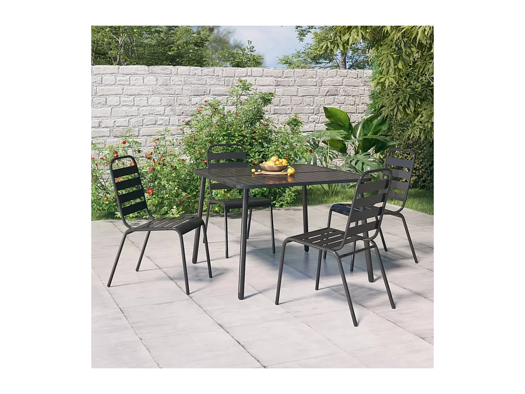 Adrien-Claude  Ensemble à manger de jardin 5 pcs anthracite acier