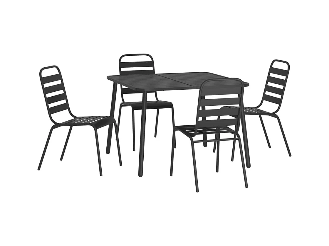 Adrien-Claude  Ensemble à manger de jardin 5 pcs anthracite acier