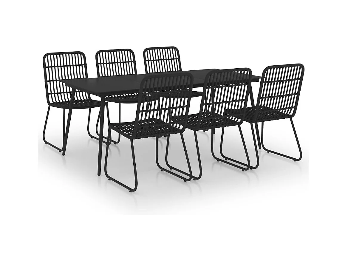 Timos  Ensemble à manger d'extérieur 7 pcs résine tressée et verre