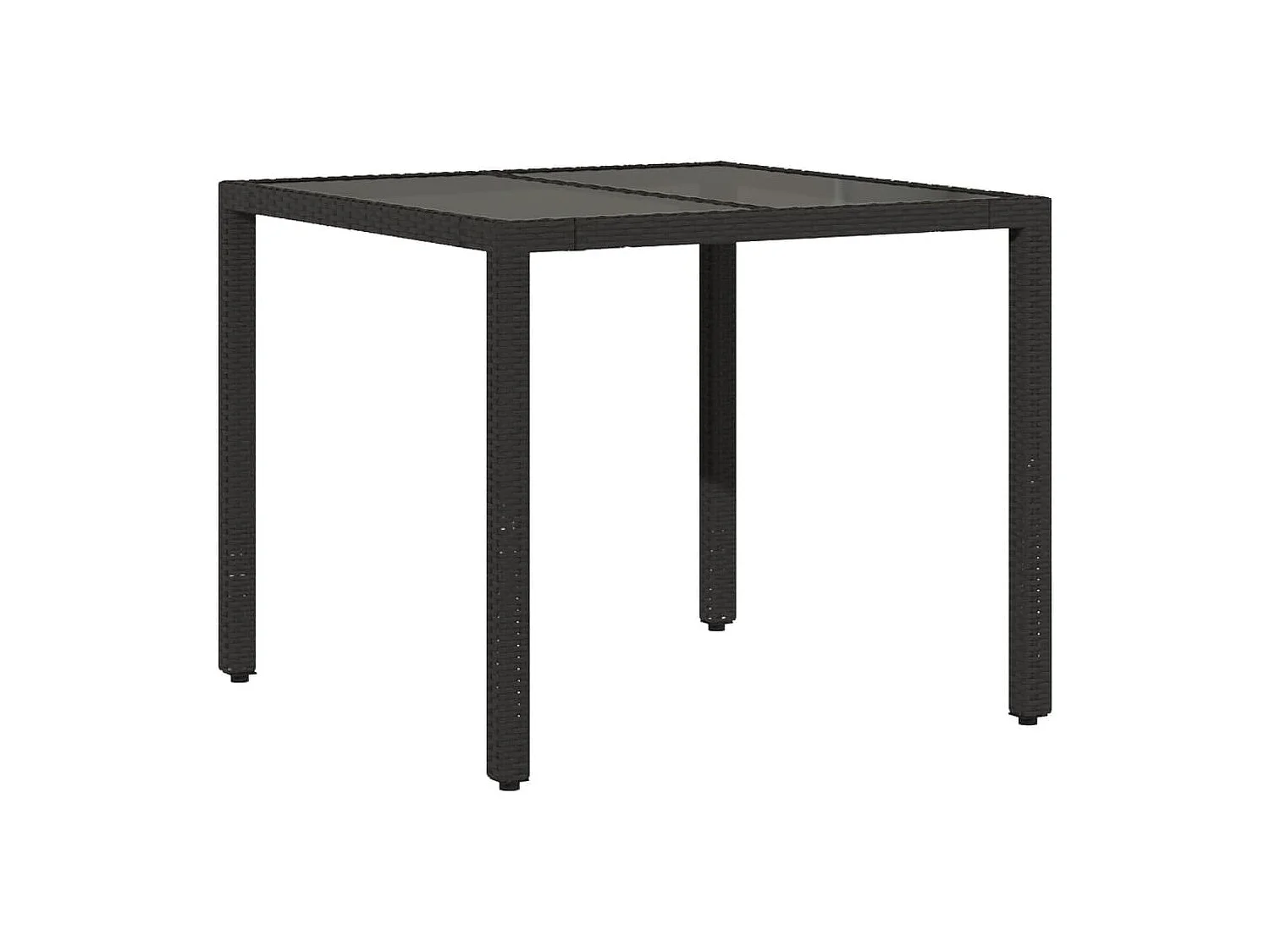 Bakersfield  3-delige Tuinset met kussens poly rattan en glas zwart