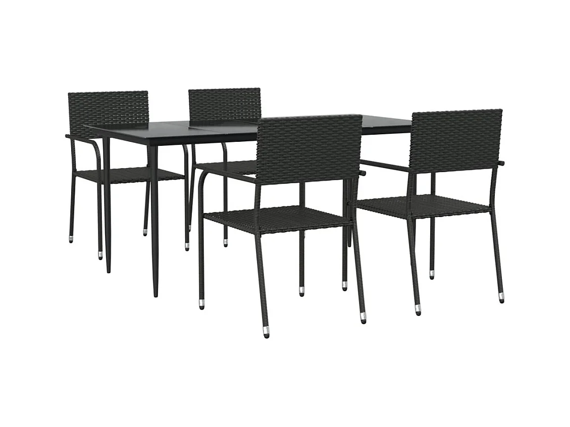 Felicity Rose  Ensemble à manger de jardin 5 pcs noir résine tressée et acier