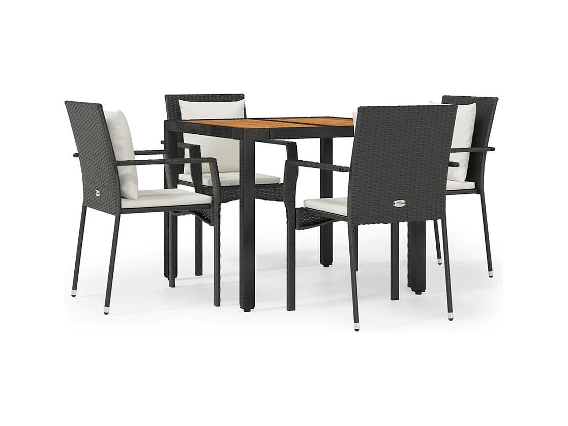 Van Buren  Ensemble à manger de jardin coussins 5pcs Noir Résine tressée