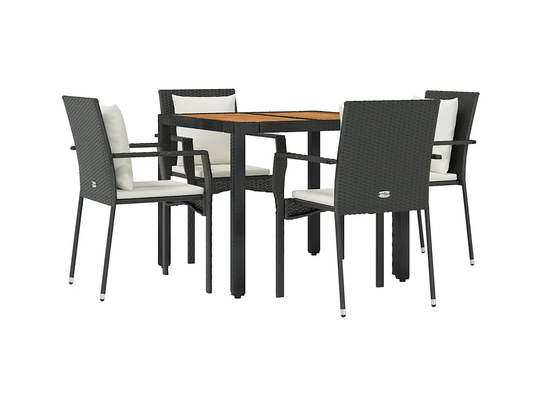 Van Buren  Ensemble à manger de jardin coussins 5pcs Noir Résine tressée