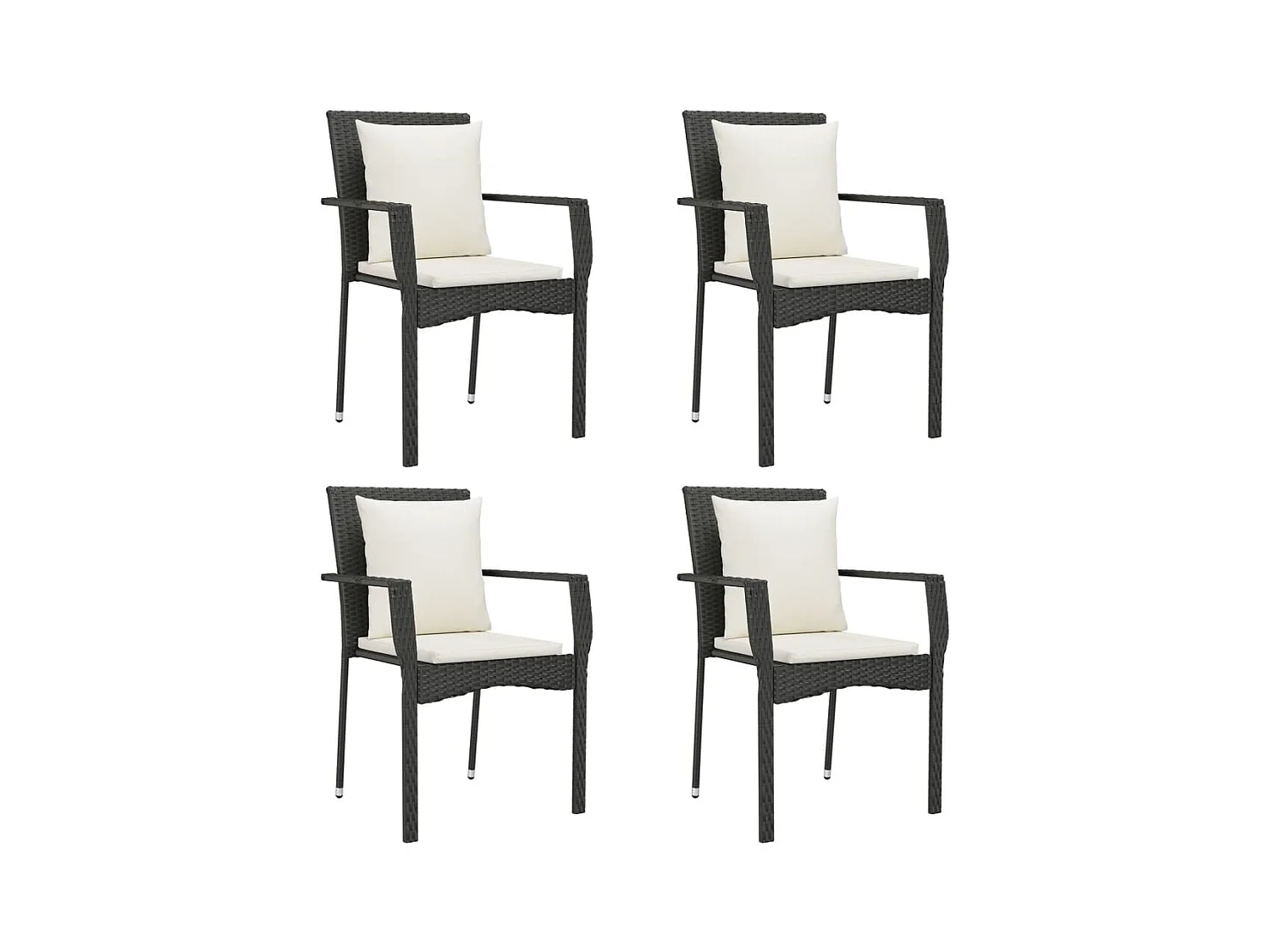 Van Buren  Ensemble à manger de jardin coussins 5pcs Noir Résine tressée