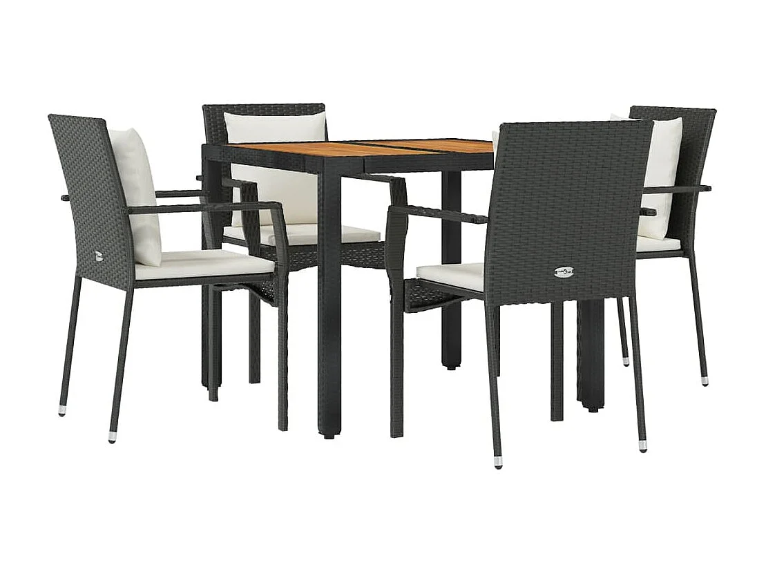 Van Buren  Ensemble à manger de jardin coussins 5pcs Noir Résine tressée