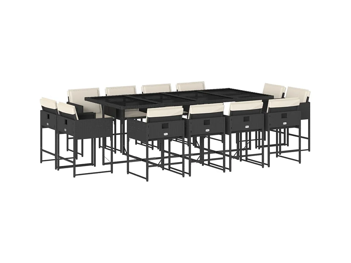 Brienne  Ensemble à manger de jardin 13 pcs coussins noir résine tressée