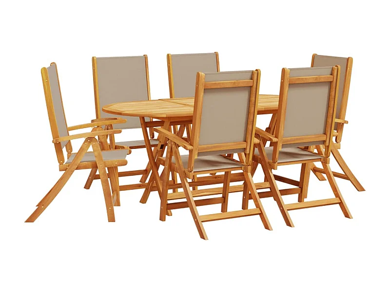 Fjorda  7-delige Tuinset massief acaciahout en textileen