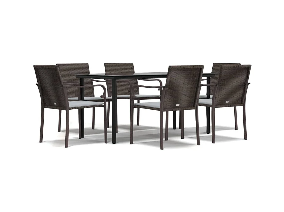 Leonie  7-delige Tuinset met kussens poly rattan en staal