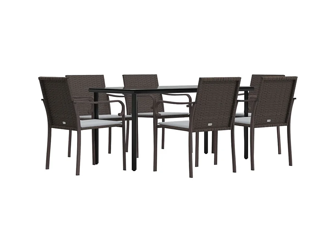 Leonie  7-delige Tuinset met kussens poly rattan en staal