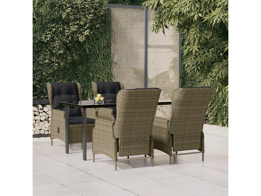 Santa Rosa  Ensemble à manger de jardin 5pcs Marron Résine tressée