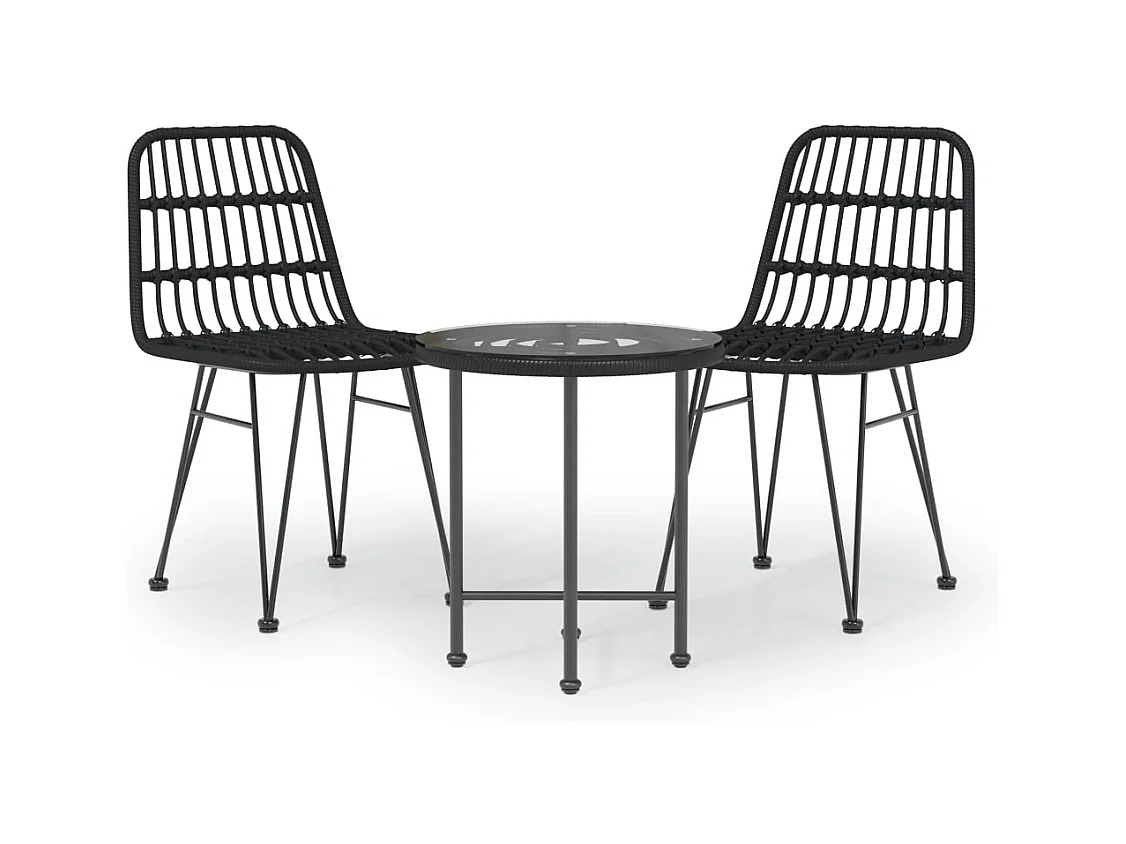 Sophie-Annick  Ensemble à manger de jardin 3 pcs Noir Résine tressée