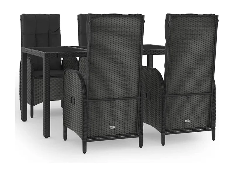 Cisternino  Ensemble à manger de jardin coussins 5pcs Noir Résine tressée