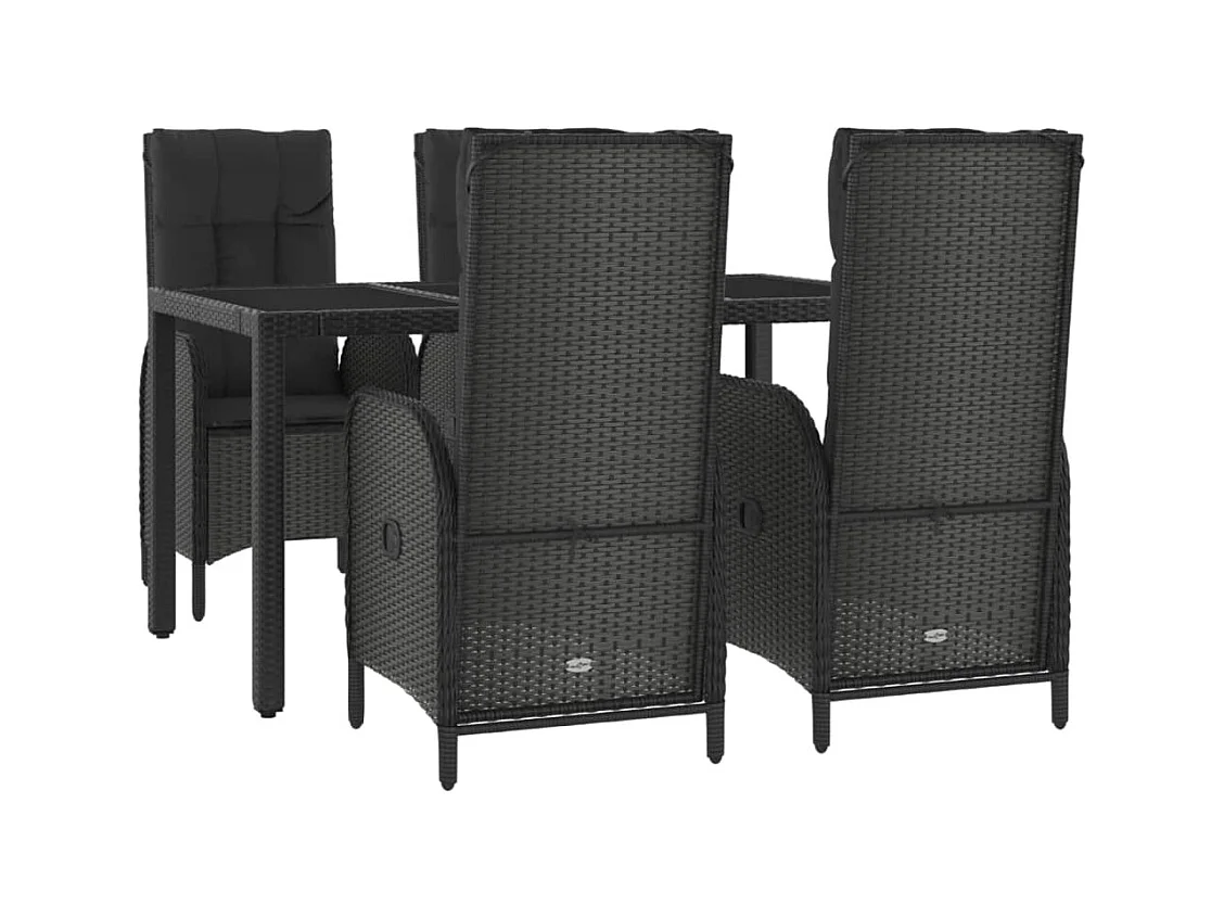 Cisternino  Ensemble à manger de jardin coussins 5pcs Noir Résine tressée