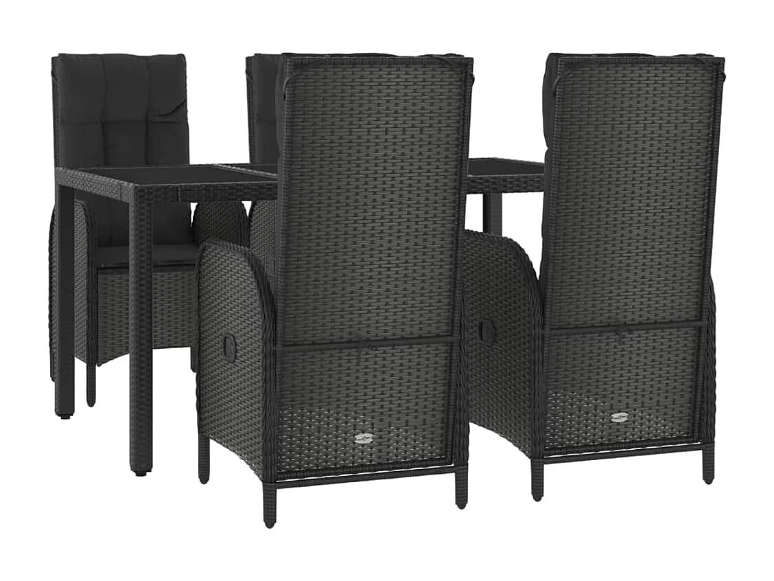 Cisternino  Ensemble à manger de jardin coussins 5pcs Noir Résine tressée