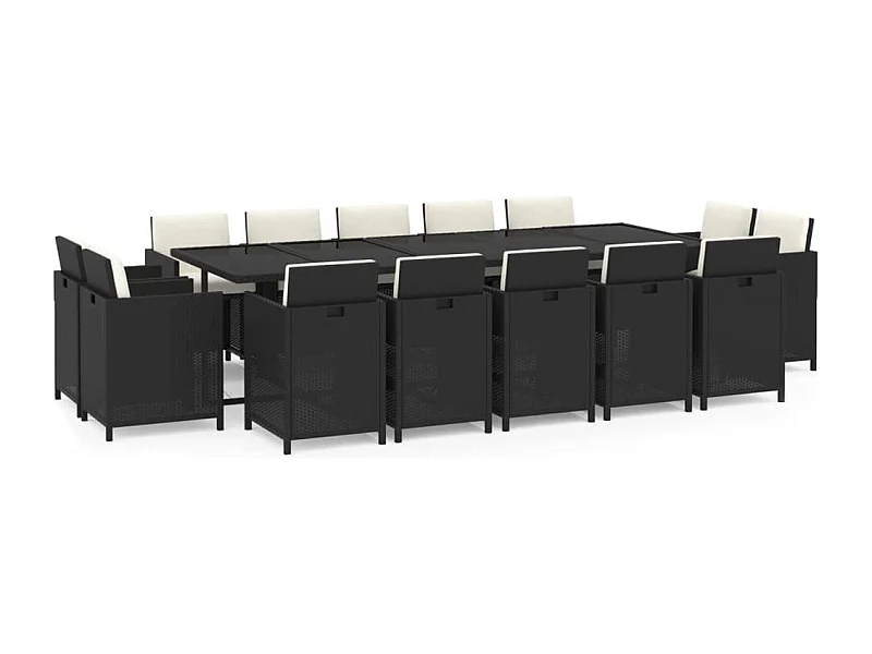 Niek  15-delige Tuinset met kussens poly rattan zwart