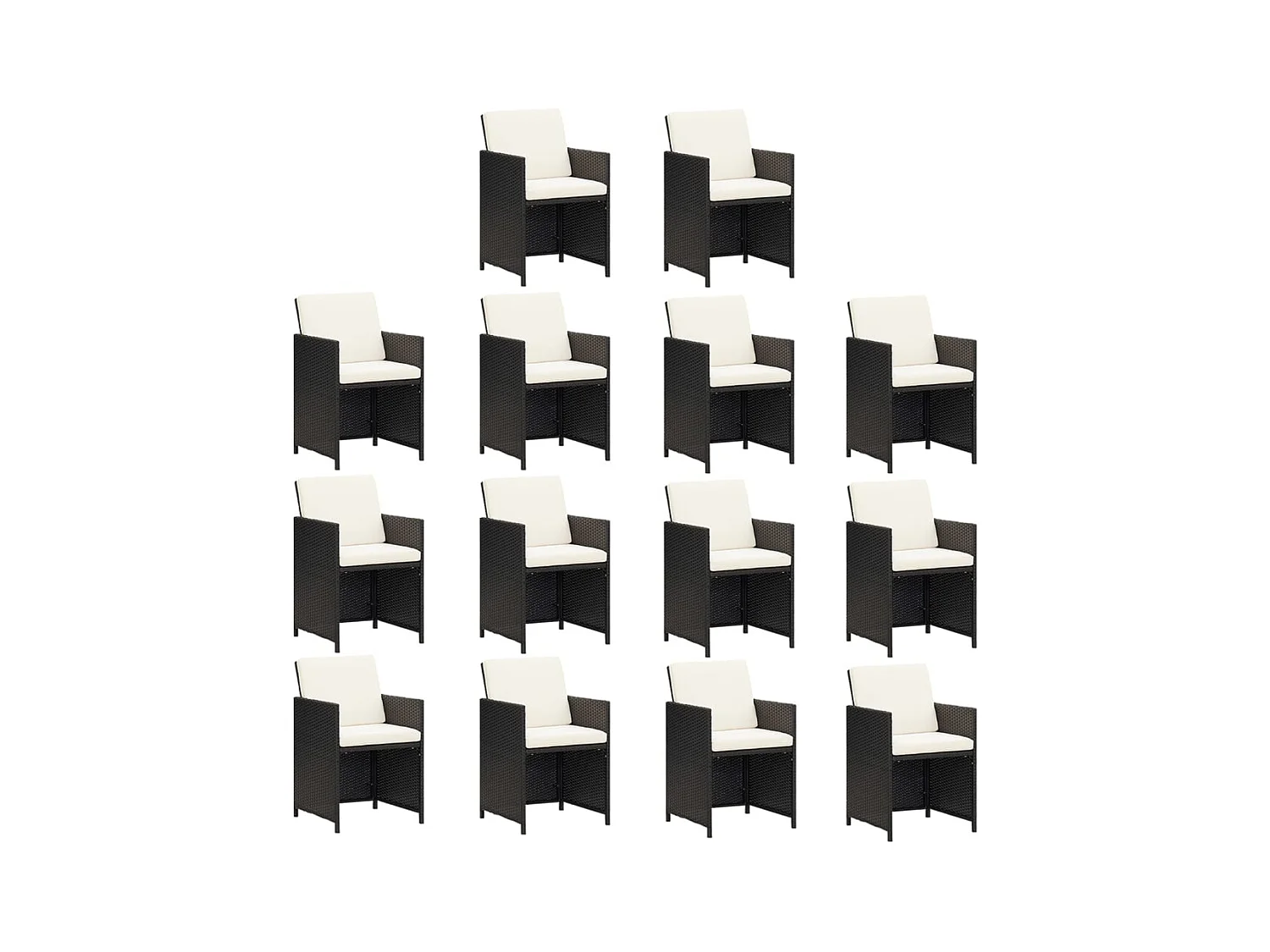 Niek  Ensemble à manger de jardin coussins 15 pcs Résine tressée Noir