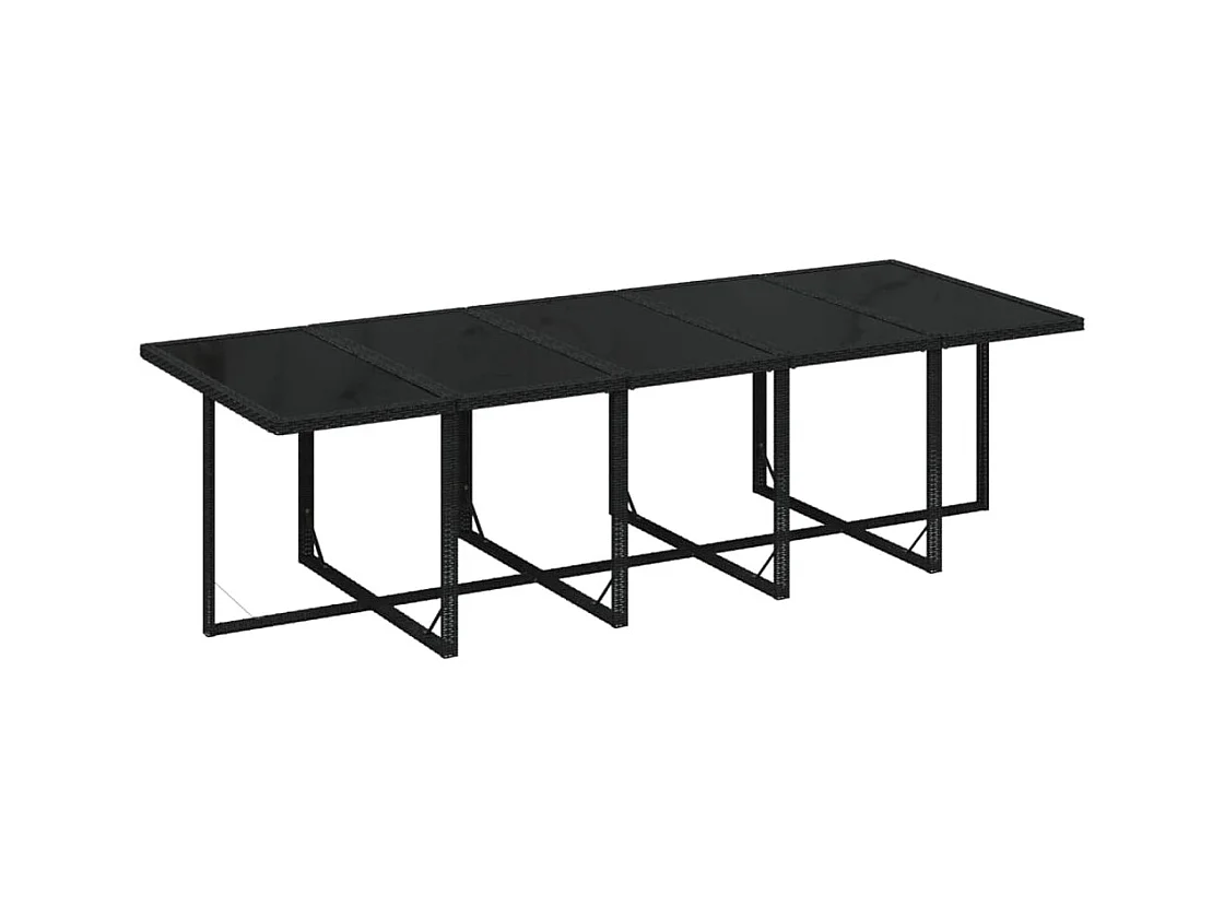 Niek  Ensemble à manger de jardin coussins 15 pcs Résine tressée Noir