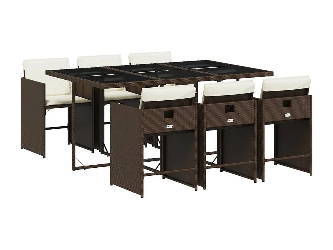 Heeswijk-Dinther  Set comedor de jardín 7 pzas con cojines ratán sintético marrón