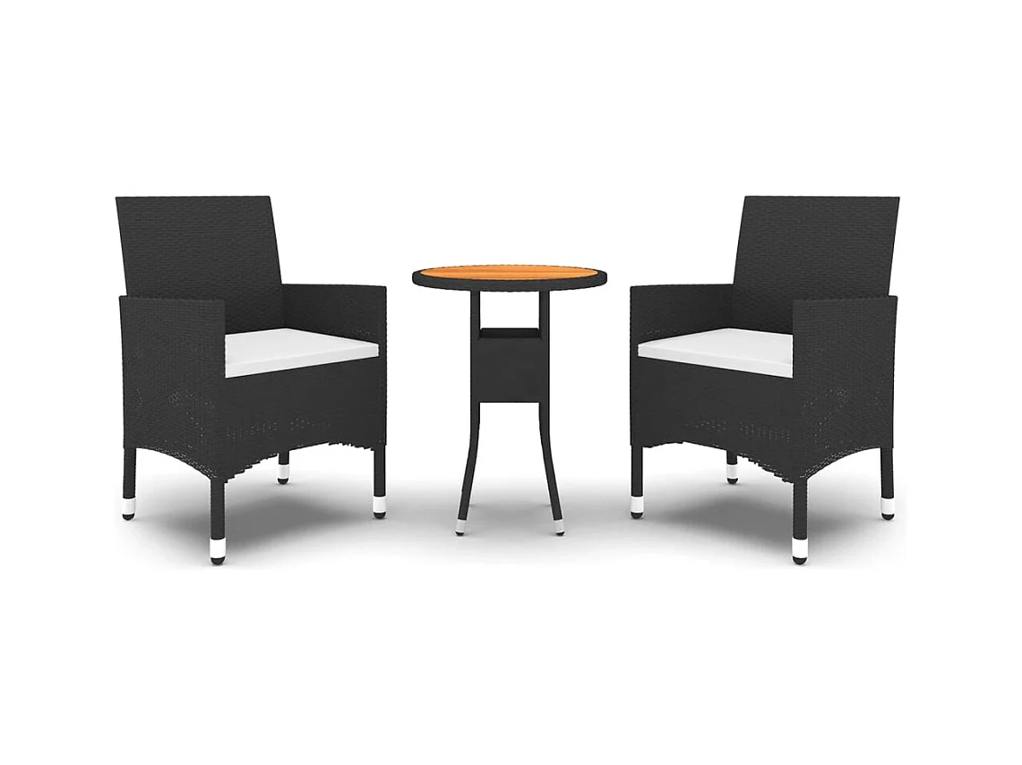 Eorin  Juego de comedor para jardín 3 piezas ratán sintético negro
