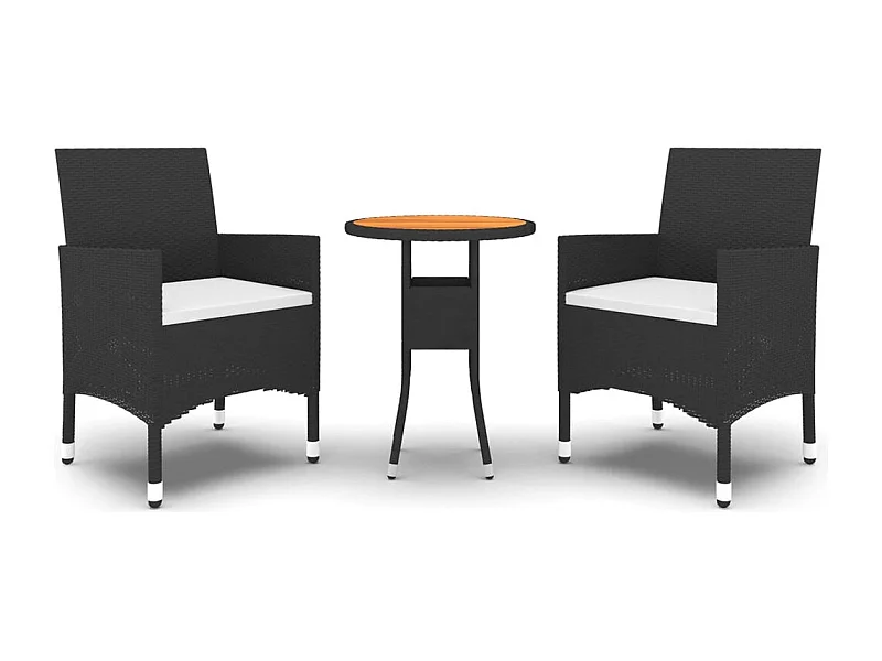 Eorin  Juego de comedor para jardín 3 piezas ratán sintético negro