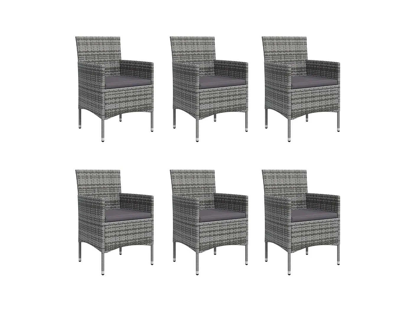 Cesarino  Ensemble à manger de jardin coussins 7pcs Gris et noir