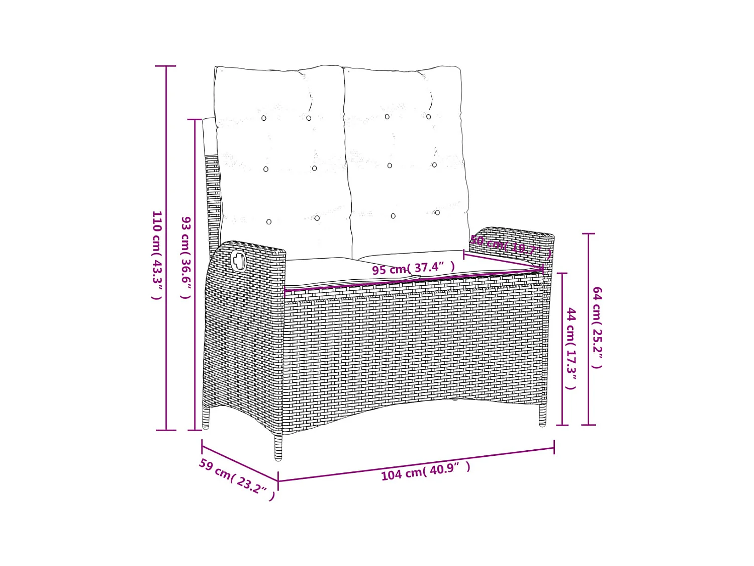 Marius  Ensemble à manger de jardin coussins 2pcs noir résine tressée