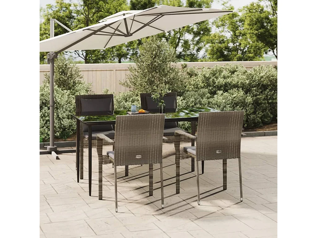 Chelan  5-delige Tuinset met kussens poly rattan zwart en grijs