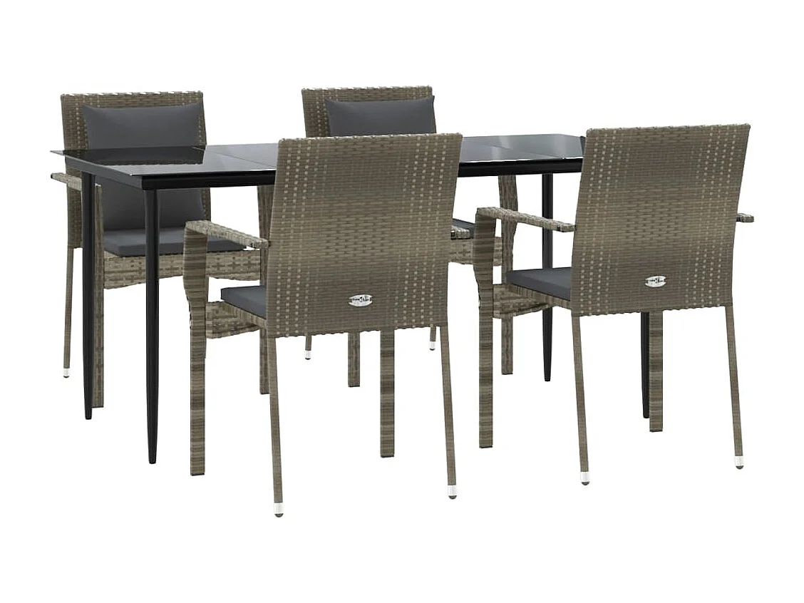 Chelan  5-delige Tuinset met kussens poly rattan zwart en grijs