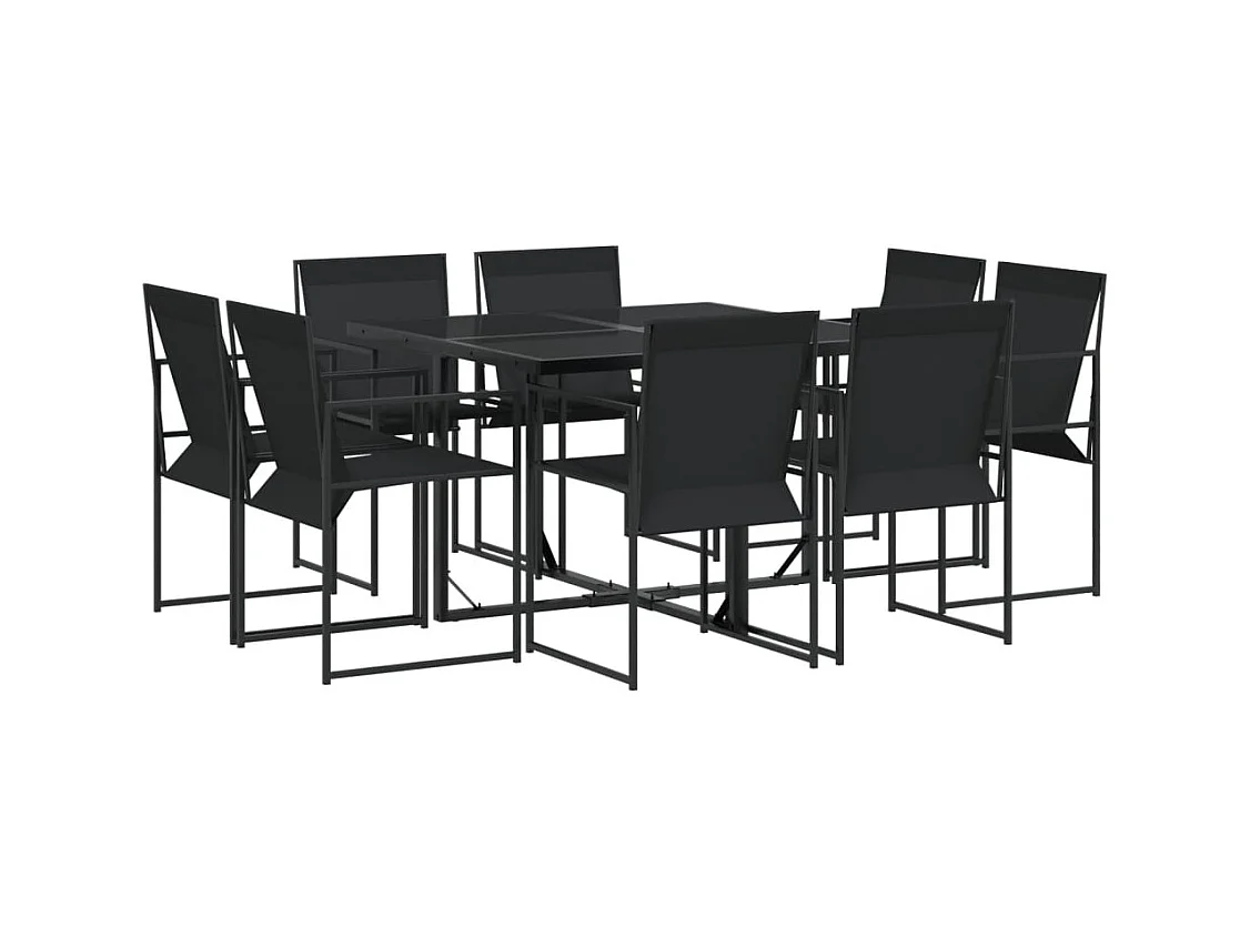 Idalou  Ensemble à manger de jardin 9 pcs noir textilène