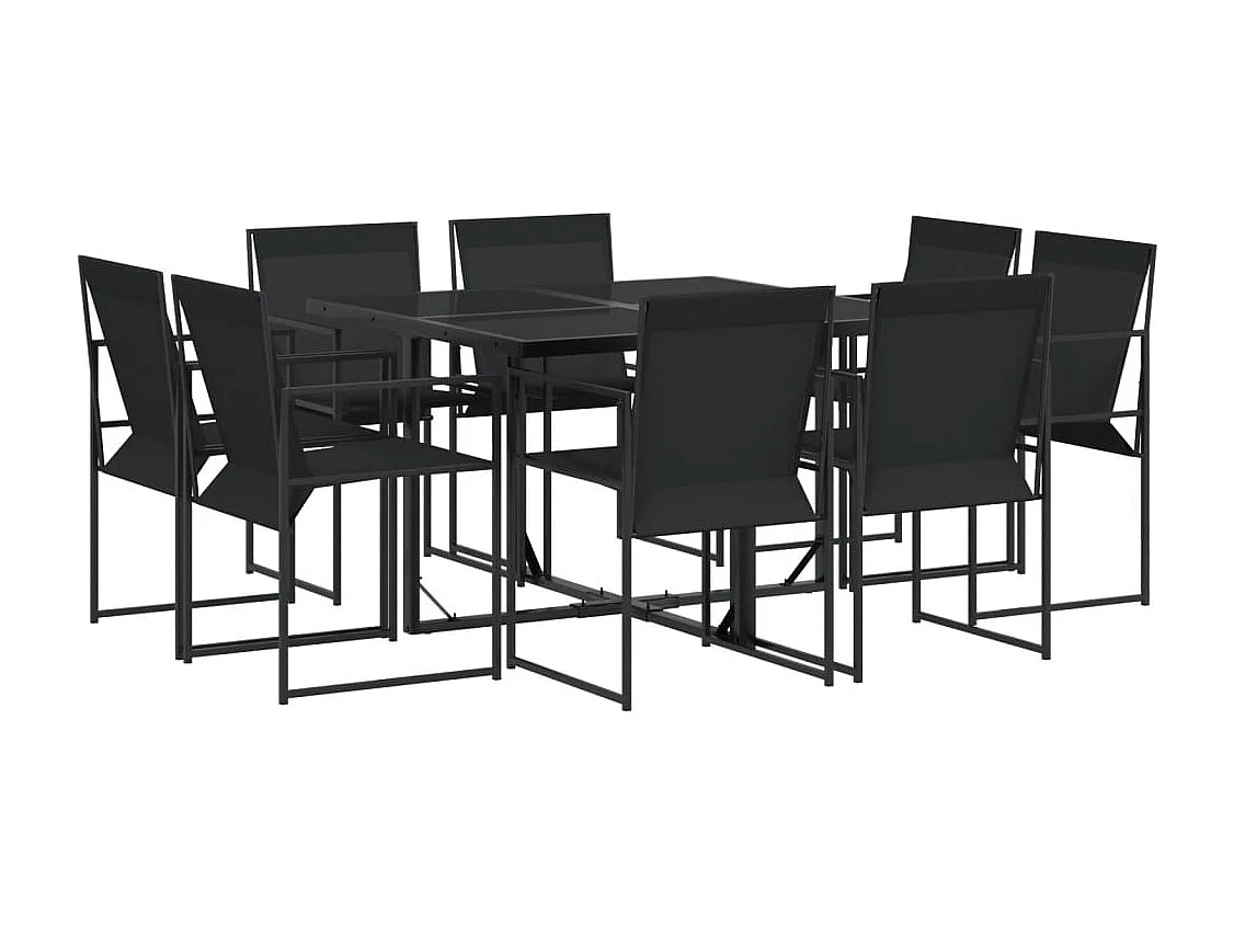 Idalou  Ensemble à manger de jardin 9 pcs noir textilène