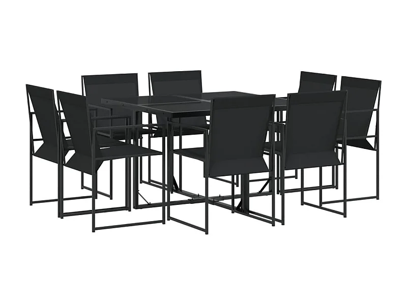 Idalou  Ensemble à manger de jardin 9 pcs noir textilène