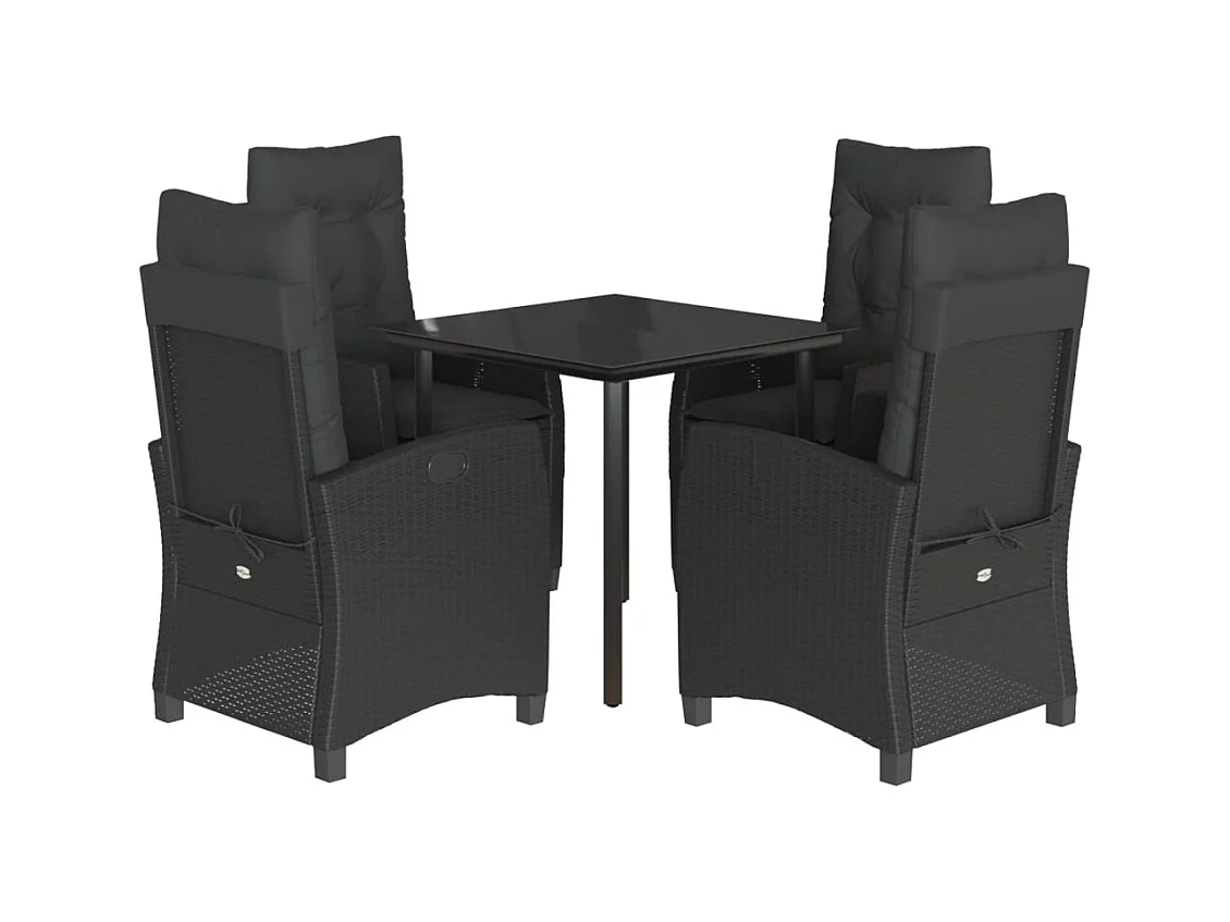 Marie-Fanny  Ensemble à manger de jardin coussins 5pcs Noir Résine tressée