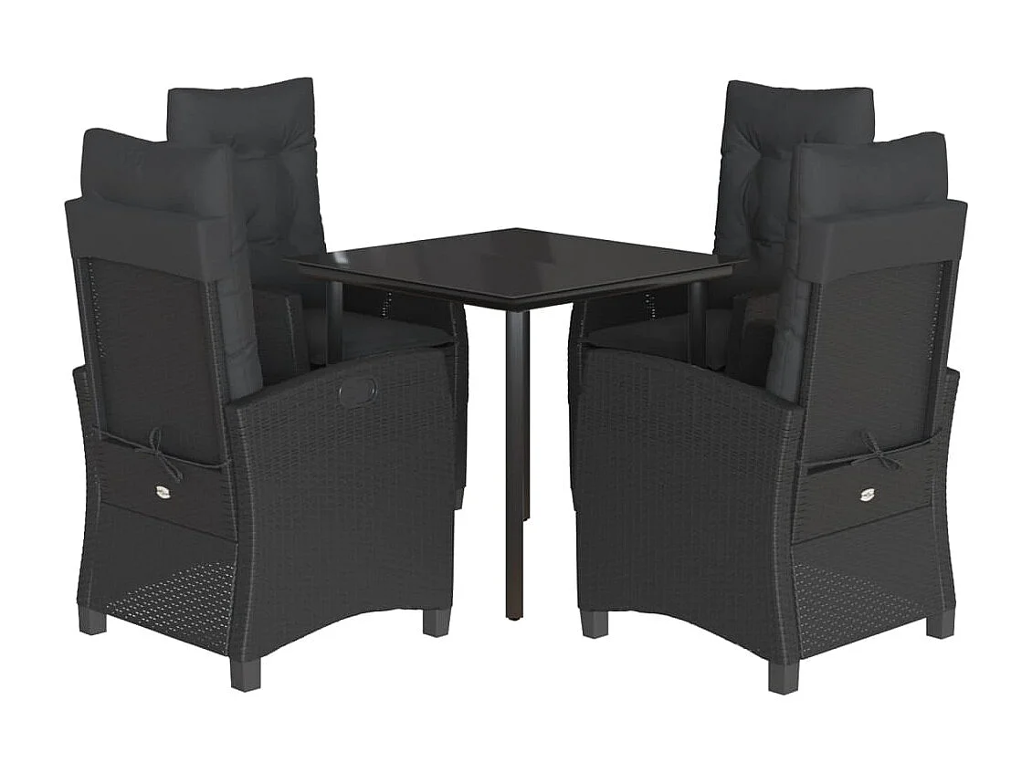 Marie-Fanny  Ensemble à manger de jardin coussins 5pcs Noir Résine tressée