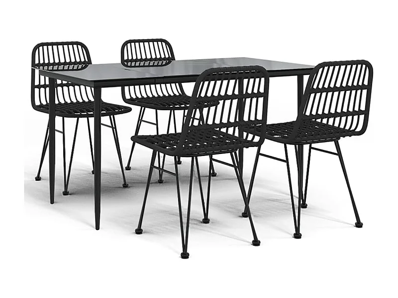 Eden Prairie  Ensemble à manger de jardin 5 pcs Noir Résine tressée