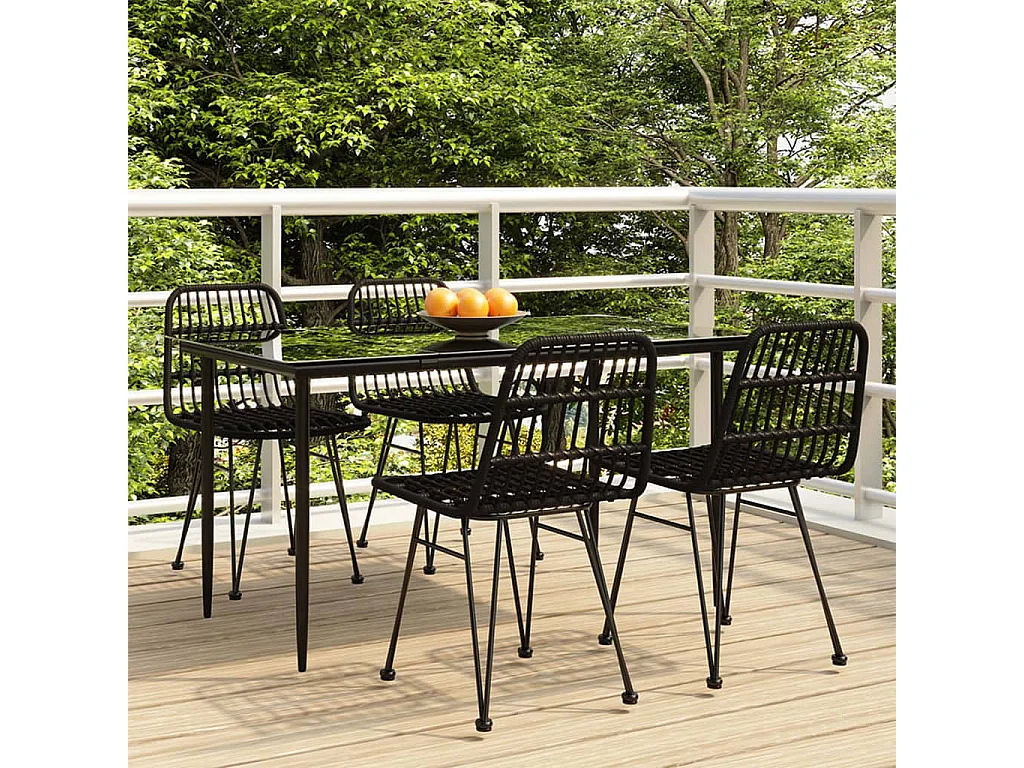 Eden Prairie  Ensemble à manger de jardin 5 pcs Noir Résine tressée