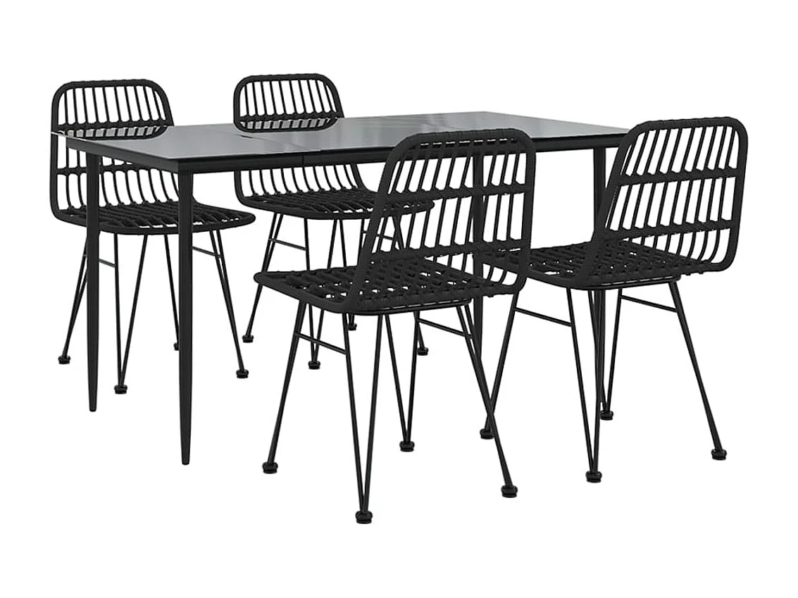 Eden Prairie  Ensemble à manger de jardin 5 pcs Noir Résine tressée
